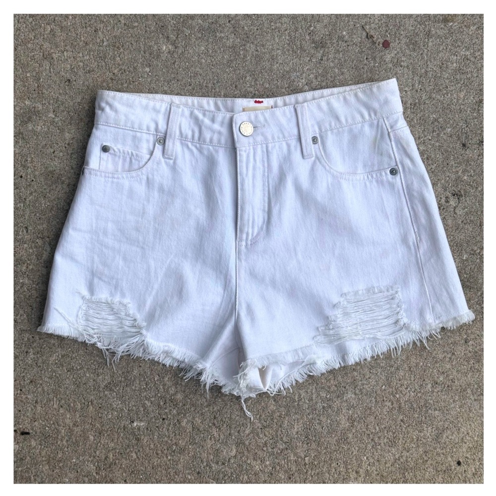 Alice and Olivia White Distressed Denim Cut Off Shorts Women's 28 CD377100S6RR